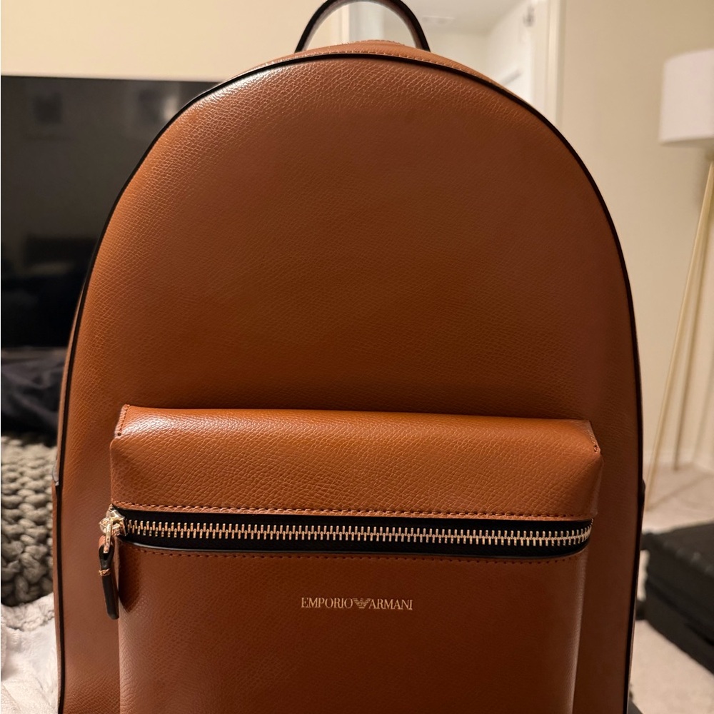 Emporio Armani Tan Leather Backpack